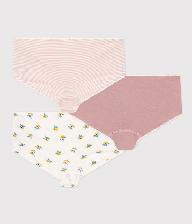 Lot de 3 shorties fleur en coton petite fille multicouleur