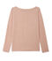 T-shirt femme manches longues en lin laqué rose ROSE/gris ARGENT