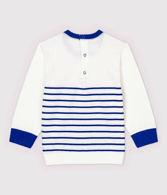 Sweatshirt en jersey rayé bébé garçon blanc MARSHMALLOW/bleu SURF