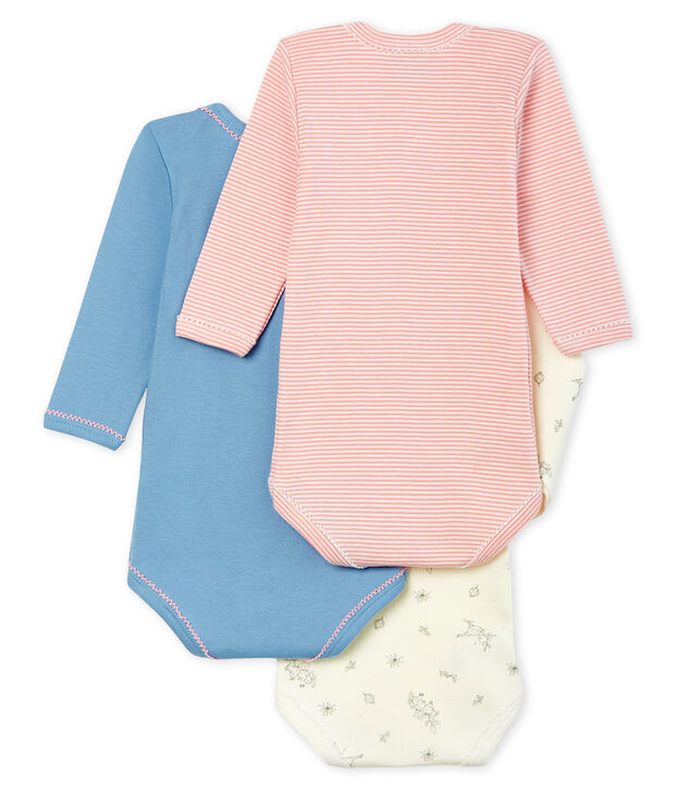 Trio de bodies manches longues b&eacute;b&eacute; fille multicouleur