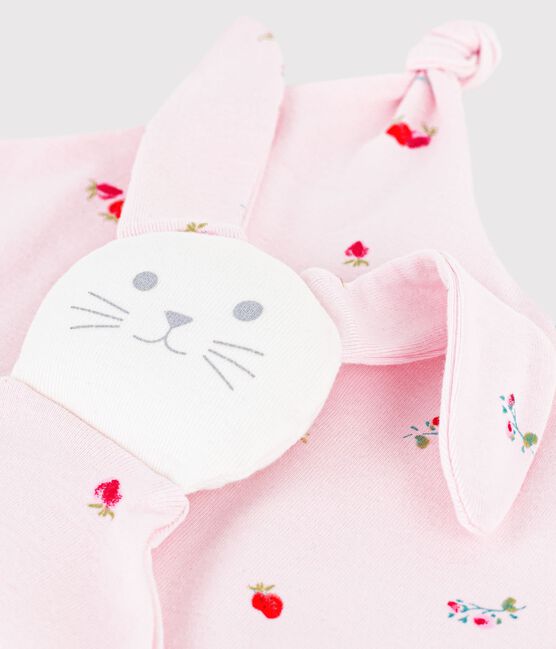 Doudou bébé en coton imprimé fleuri rose BARELY/ MULTICO