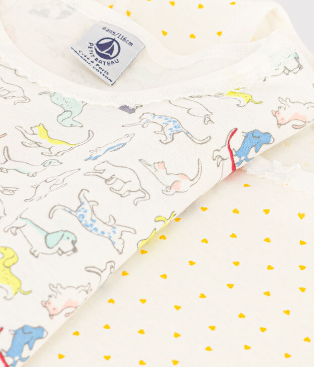 Lot de 2 pyjacourts animaux en coton petite fille multicouleur