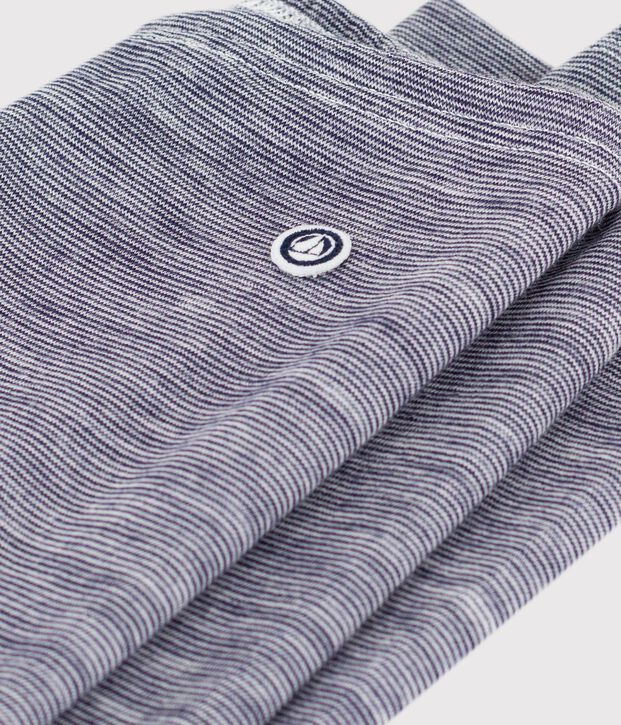 Legging enfant en laine et coton &agrave; rayures bleu/blanc