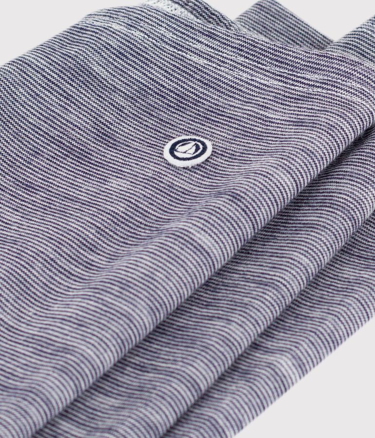 Legging enfant en laine et coton &agrave; rayures bleu SOIR/ MARSHMALLOW