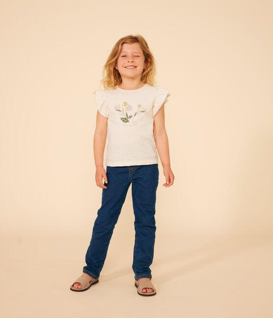 Tee-shirt en jersey flammé enfant fille écru AVALANCHE
