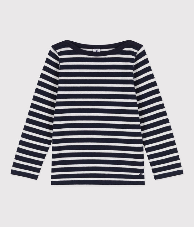 Marini&egrave;re iconique en coton enfant fille bleu/gris