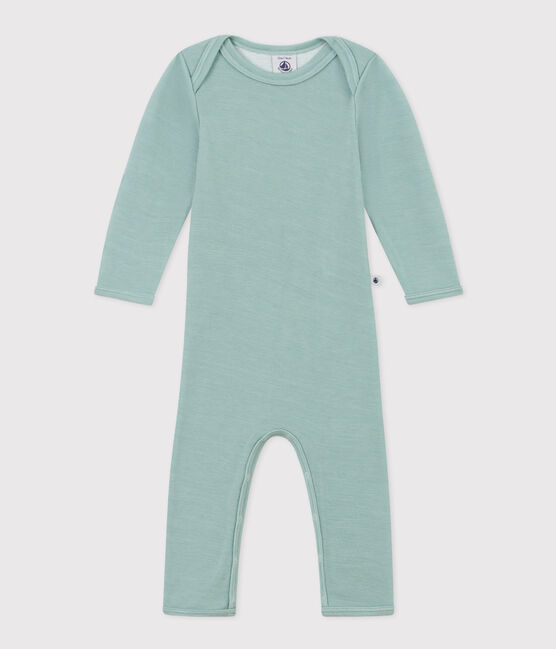Body jambes longues bébé en laine et coton vert PAUL