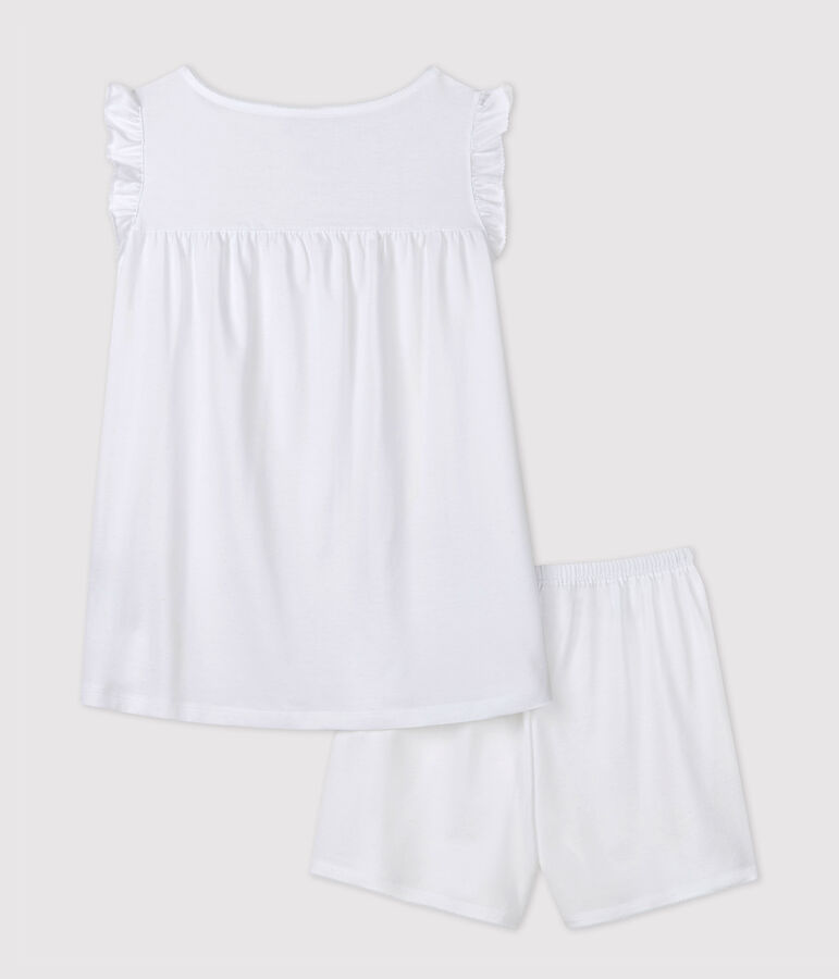 Pyjacourt blanc fille-femme en coton fin blanc ECUME
