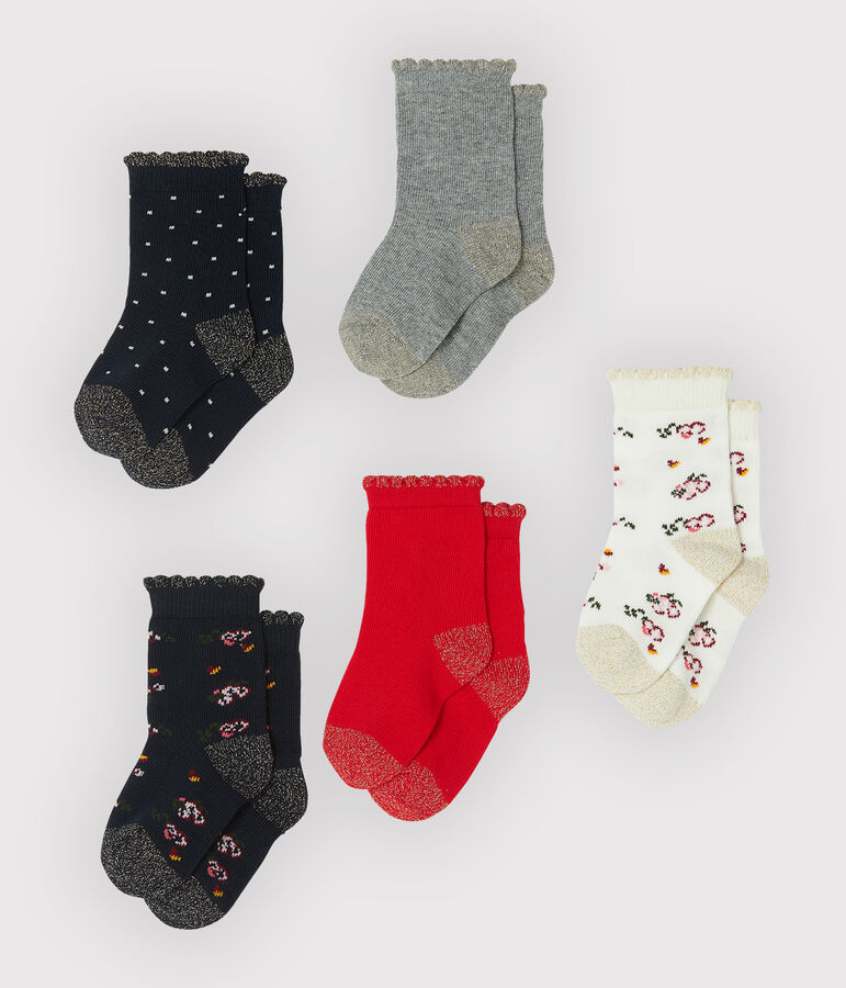 Lot de 5 paires de chaussettes b&eacute;b&eacute; fille multicouleur