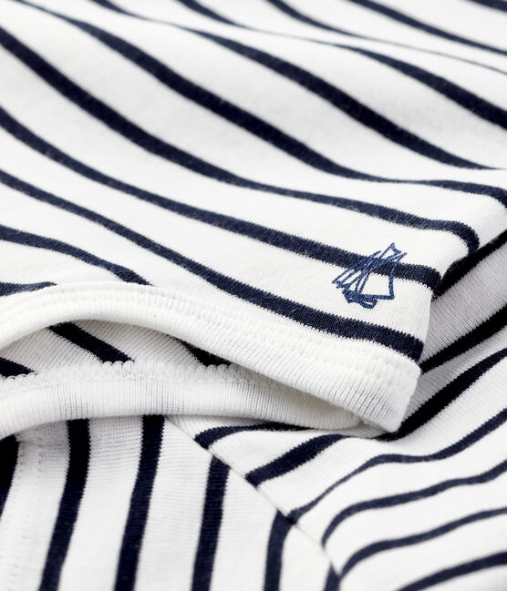 Body col polo rayé bébé garçon blanc MARSHMALLOW/bleu SMOKING