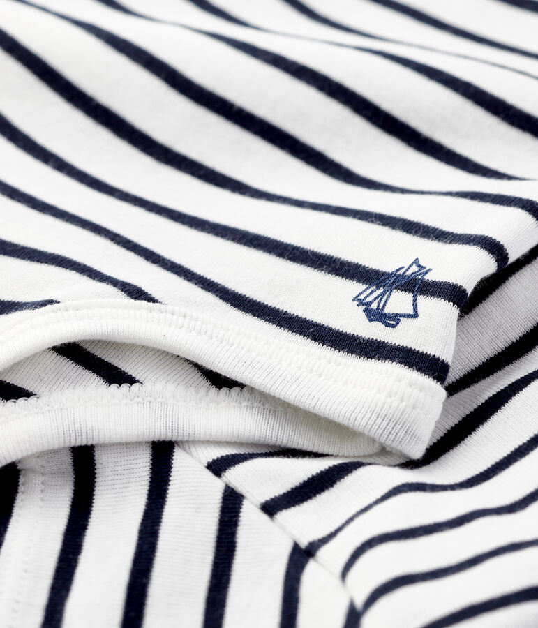 Body col polo ray&eacute; b&eacute;b&eacute; gar&ccedil;on blanc MARSHMALLOW/bleu SMOKING