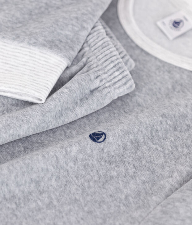 Pyjama uni en velours junior CALCE = FUMEE CHINE