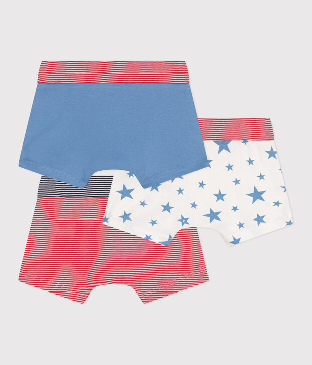 Lot de 3 boxers enfant en coton ceinture recouverte imprim&eacute; &eacute;toiles multicouleur