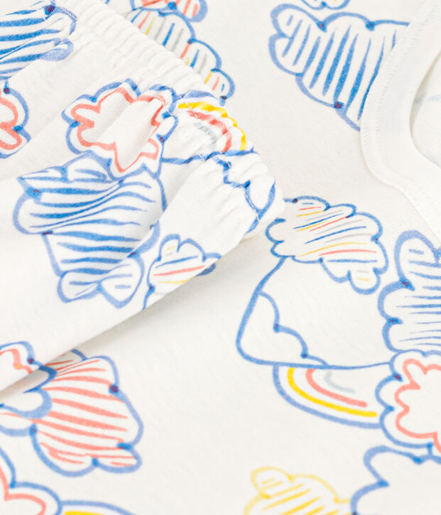 Pyjama short en coton imprim&eacute; arc-en-ciel enfant blanc/multicouleur