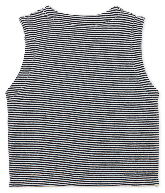 Gilet sans manches bébé en côte bleu SMOKING/blanc MARSHMALLOW