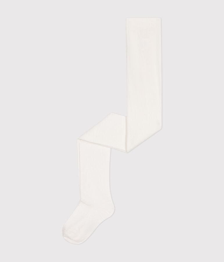 Collants enfant en coton unis blanc