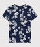 Tee-shirt LE DROIT col rond en coton bio Femme bleu MEDIEVAL/blanc MARSHMALLOW