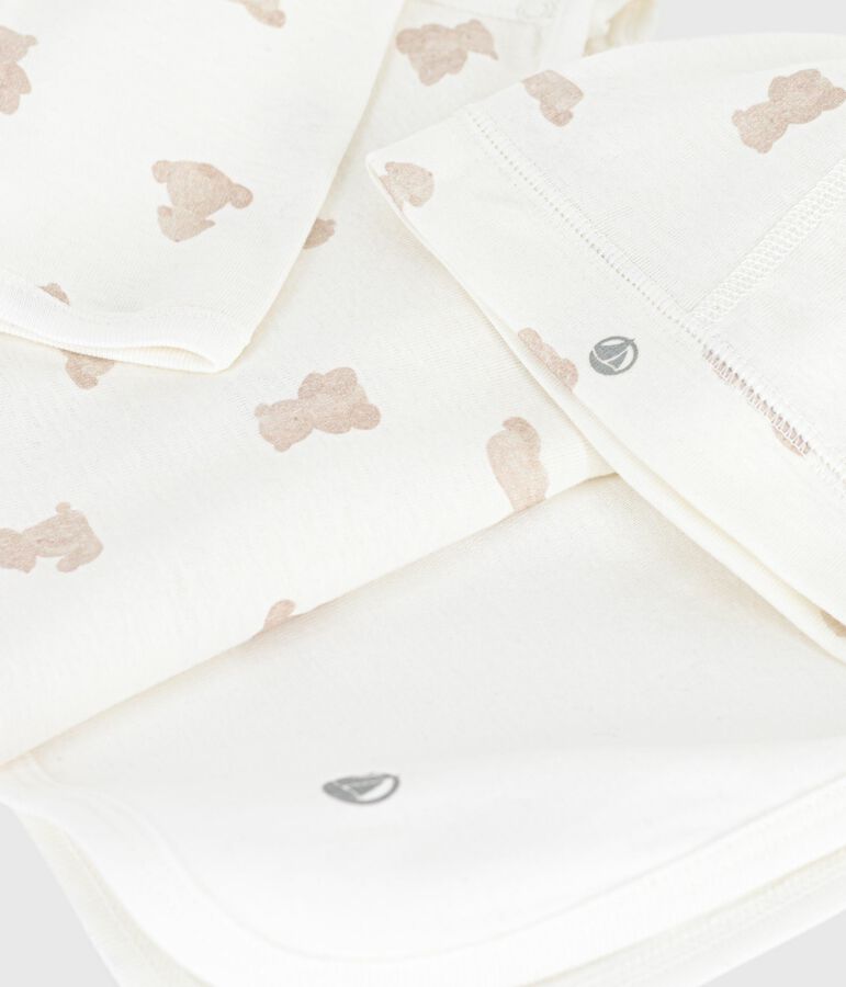 Coffret cadeau b&eacute;b&eacute; en coton imprim&eacute; blanc/BRUN