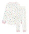 Pyjama petite fille taille montante en jersey double face blanc MARSHMALLOW/blanc MULTICO
