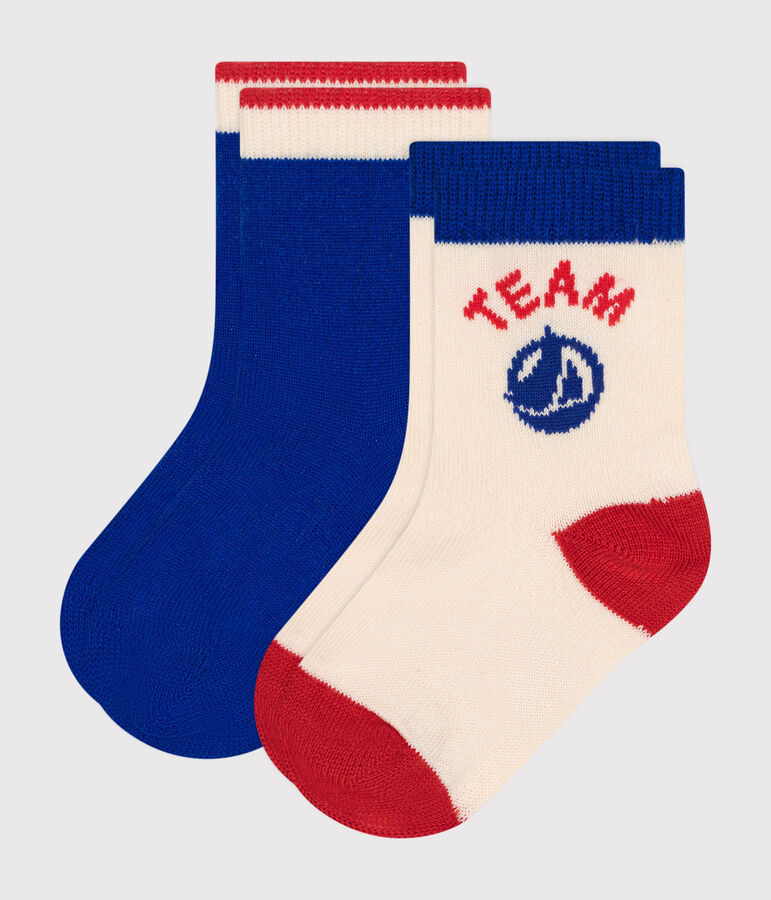 2 paires de chaussettes en coton Team Petit Bateau b&eacute;b&eacute; multicouleur