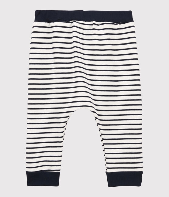 Pantalon en molleton bébé. blanc MARSHMALLOW/bleu SMOKING
