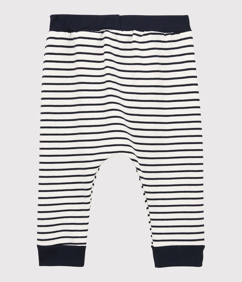 Pantalon en molleton b&eacute;b&eacute;. blanc MARSHMALLOW/bleu SMOKING