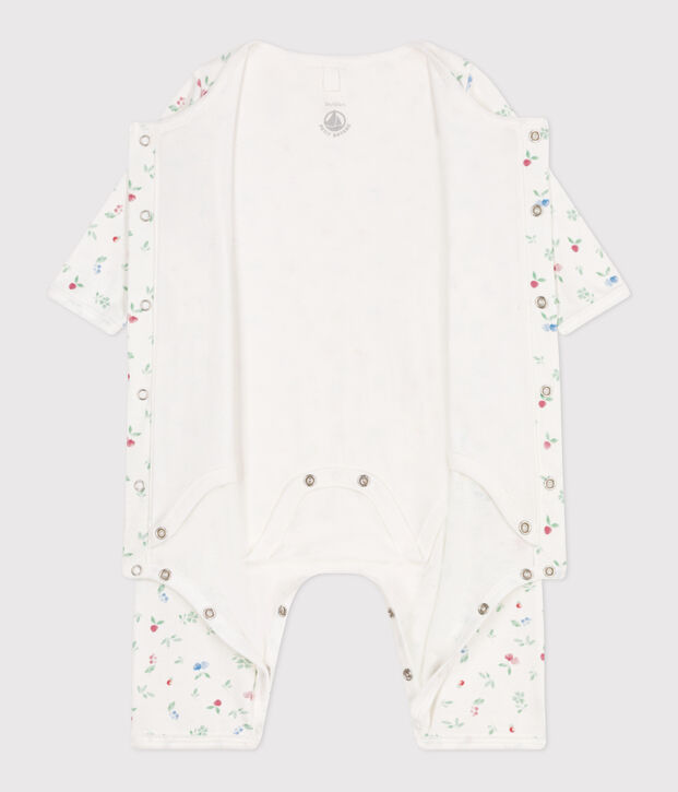 Bodyjama b&eacute;b&eacute; en coton sans pieds fruits blanc/multicouleur