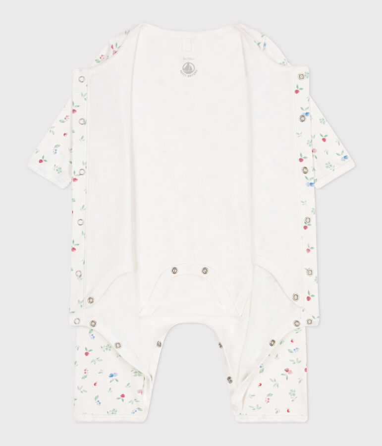 Bodyjama b&eacute;b&eacute; en coton sans pieds fruits blanc MARSHMALLOW/blanc MULTICO