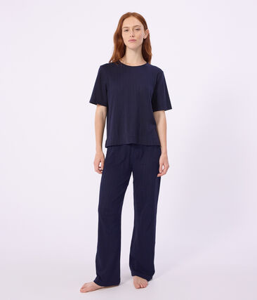 Pyjama manches courtes femme en coton ajouré