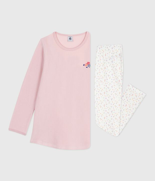 Chemise de nuit et legging enfant en velours rose/multicouleur