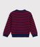 Pull enfant en laine et coton &agrave; rayures bleu/rouge