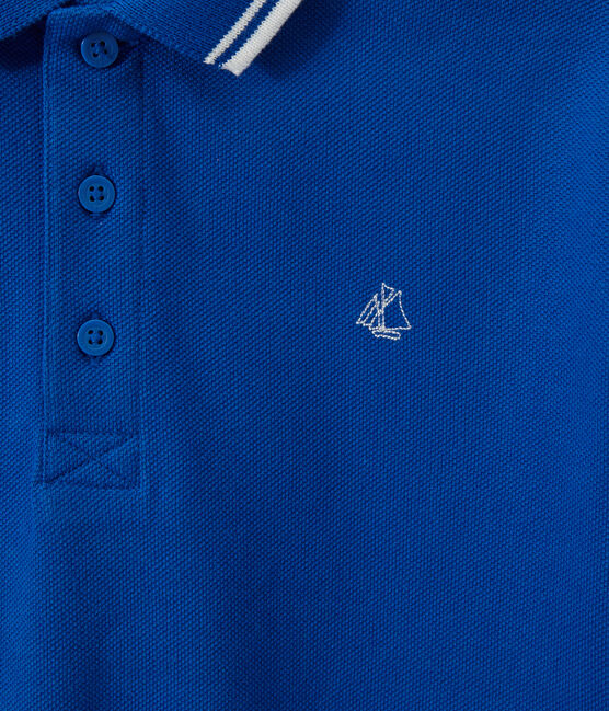 Polo garçon en jersey piqué bleu PERSE