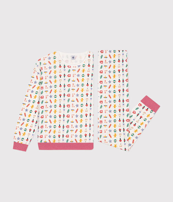 Pyjama en coton imprimé Noël blanc MARSHMALLOW/blanc MULTICO