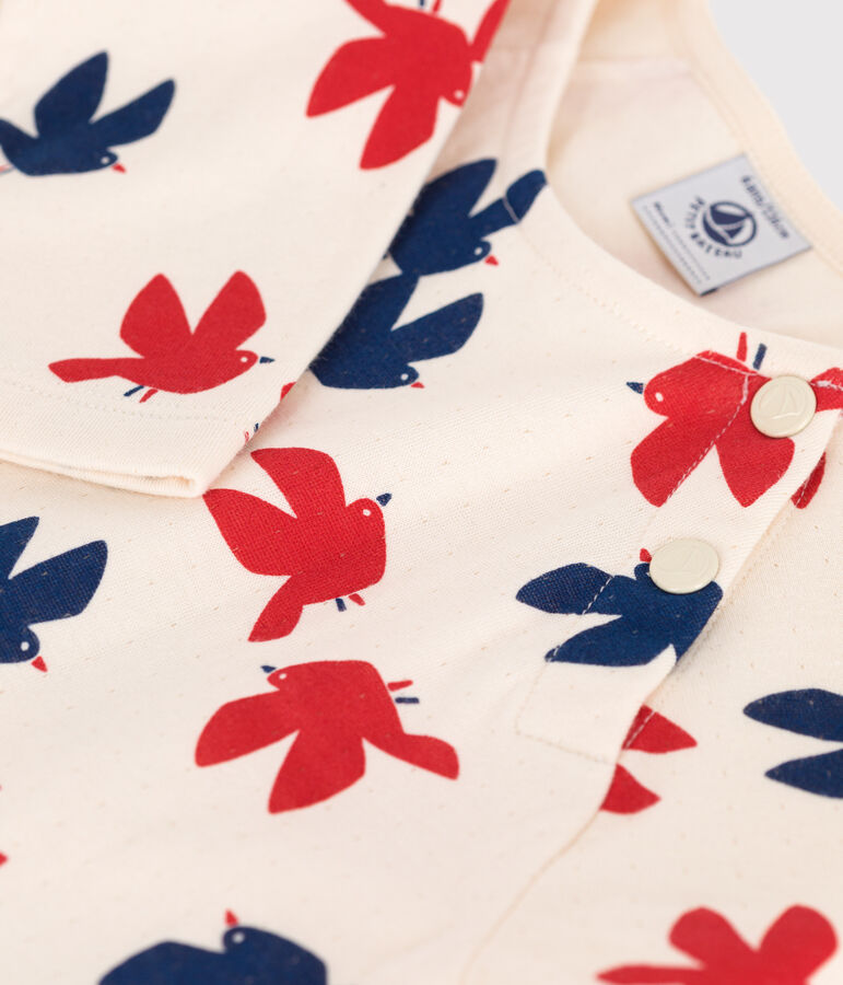 Robe enfant en coton manches longues imprim&eacute;e blanc AVALANCHE/ MULTICO