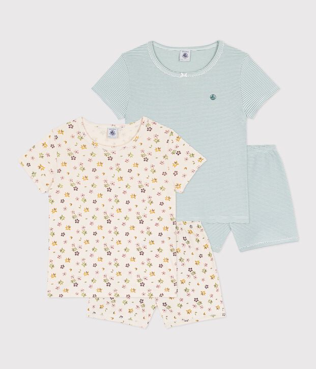 Lot de pyjamas shorts enfant en coton imprim&eacute;s multicouleur