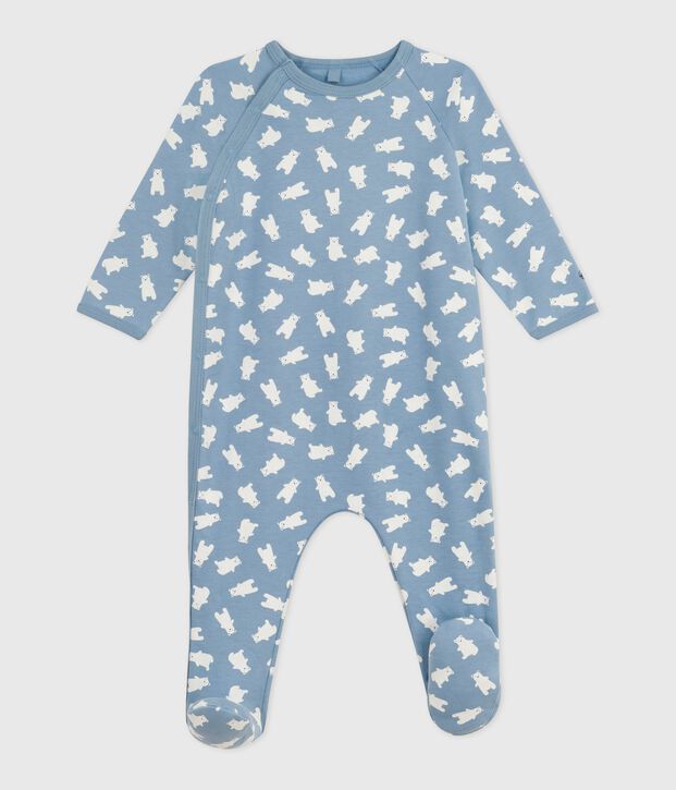 Pyjama b&eacute;b&eacute; en molleton gratt&eacute; imprim&eacute; bleu/&eacute;cru