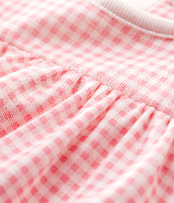 Body robe vichy rose bébé fille en côte blanc MARSHMALLOW/rose GRETEL