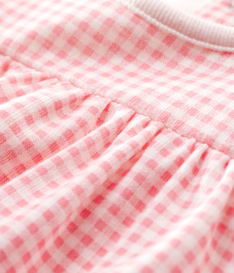 Body robe vichy rose b&eacute;b&eacute; fille en c&ocirc;te blanc/rose