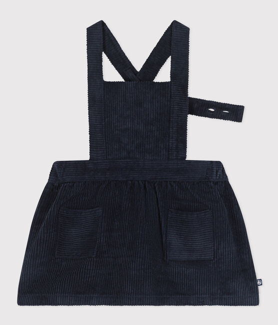 Robe sans manche en velours grosses côtes bébé bleu SMOKING