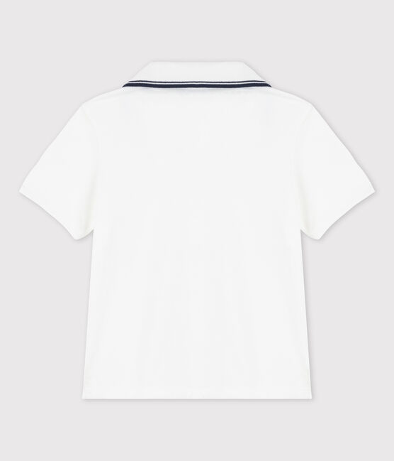 Polo manches courtes en jersey enfant garçon blanc MARSHMALLOW