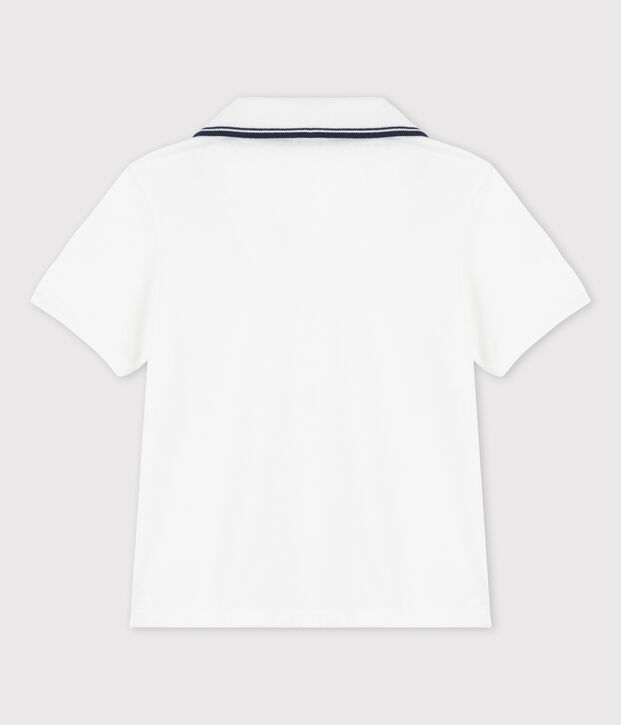 Polo manches courtes en jersey enfant gar&ccedil;on blanc
