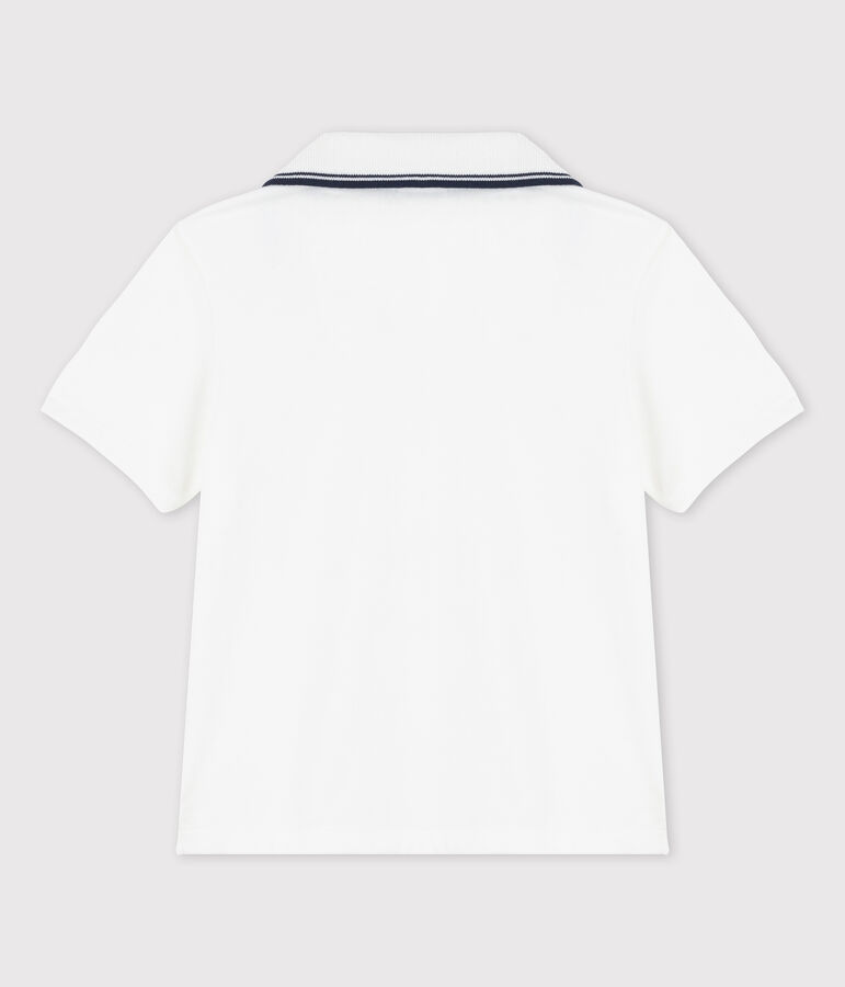 Polo manches courtes en jersey enfant gar&ccedil;on blanc