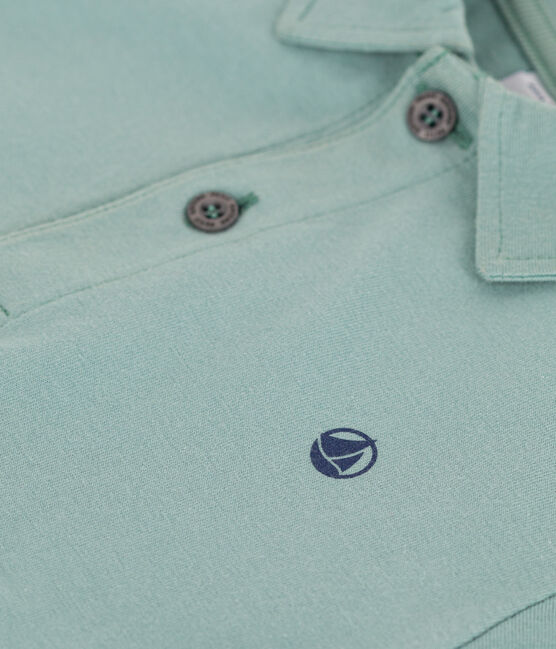 Polo enfant en coton à manches courtes uni vert PAUL