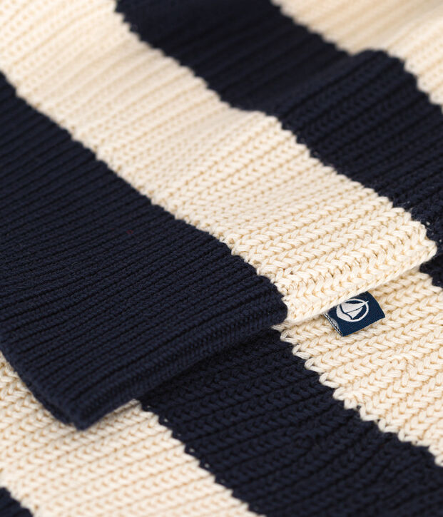 Pull en coton femme bleu/&eacute;cru