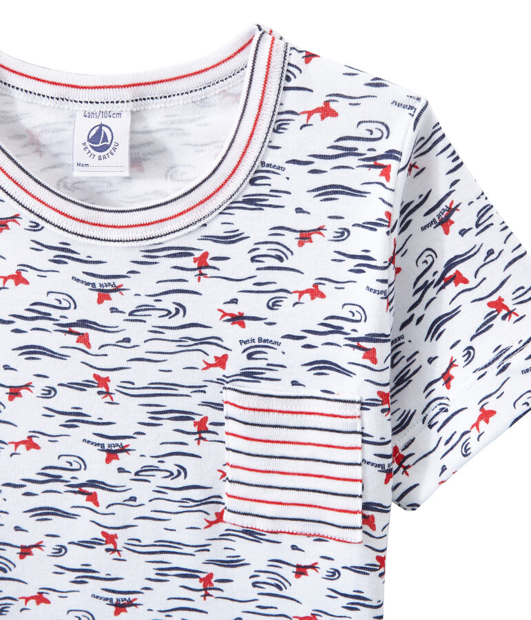 Pyjacourt gar&ccedil;on imprim&eacute; et ray&eacute; blanc ECUME/bleu SMOKING/ MULTICO