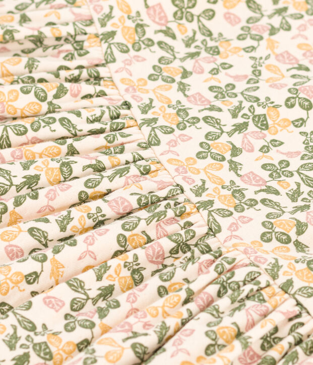 Robe imprim&eacute;e manches courtes en coton enfant fille &eacute;cru/multicouleur