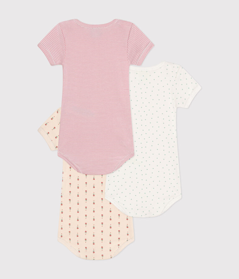 Lot de 3 bodies manches courtes en coton b&eacute;b&eacute; multicouleur