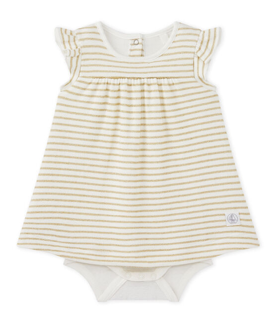 Robe body bébé fille à rayures blanc MARSHMALLOW/jaune DORE