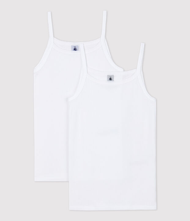 Lot de 2  chemises &agrave; bretelles blanches fille multicouleur