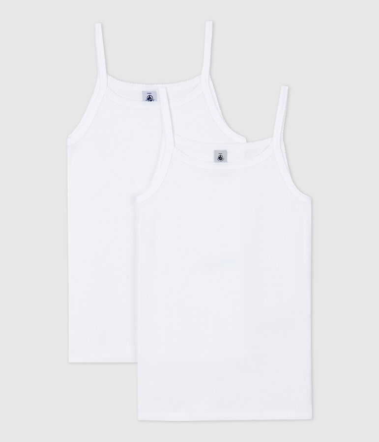 Lot de 2  chemises &agrave; bretelles blanches fille variante 1